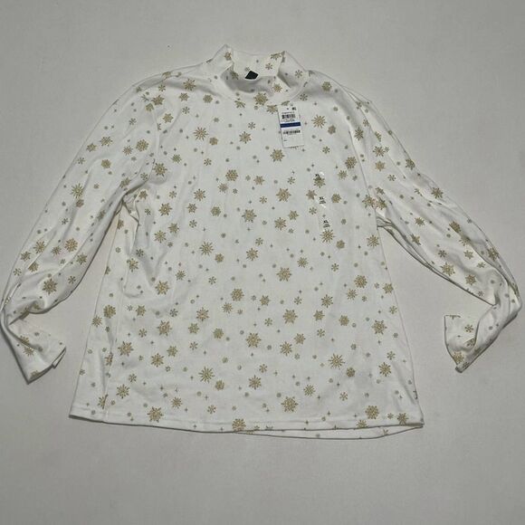 Karen Scott Snowflake Mock‎ Neck Top White XL - Picture 7 of 12